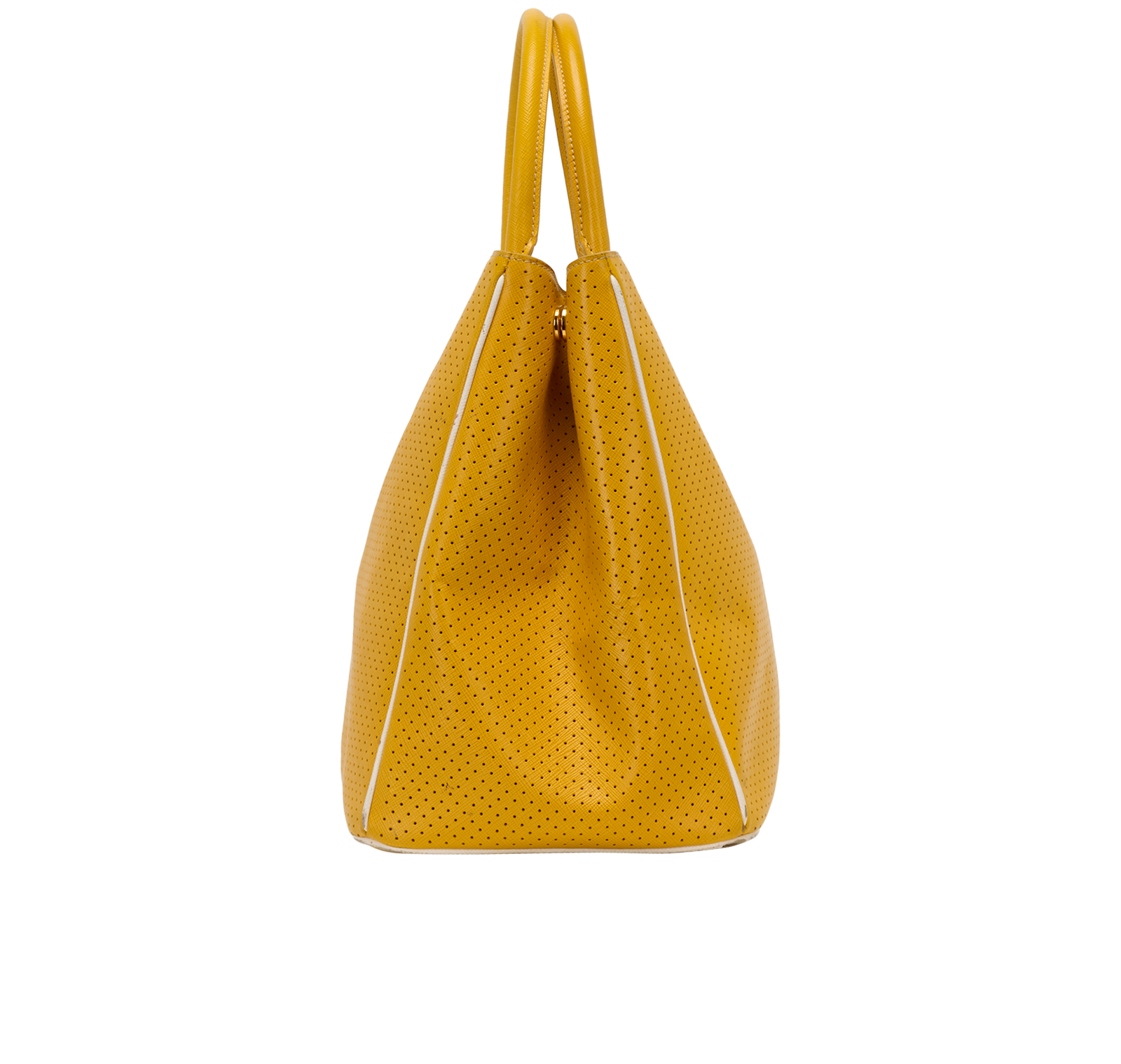 Perforated Tote, &pound;550, Handbags, Yellow, Leather, Bottom view